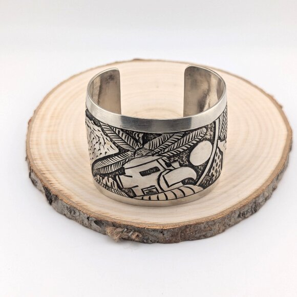 Native American Silver Bracelet Genuine Handcrafted Navajo Jewelry Sz 7 in - Picture 10 of 11